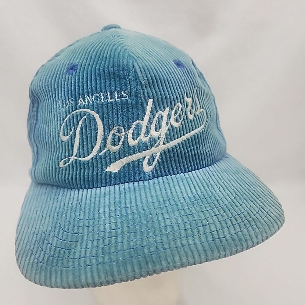 Cap MLB Baseball Los Angeles LA Dodgers Script Corduroy Snap Back Adult Hat VTG